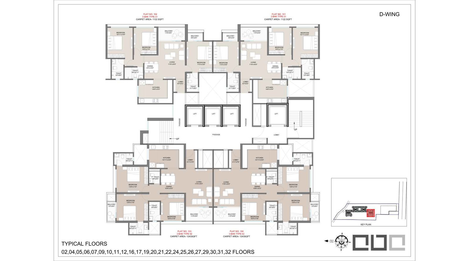 Shankeshwar-Kingsland-Ala-Carte-Homes-Floor-Plan-2ND-to-32nd-D-Wing