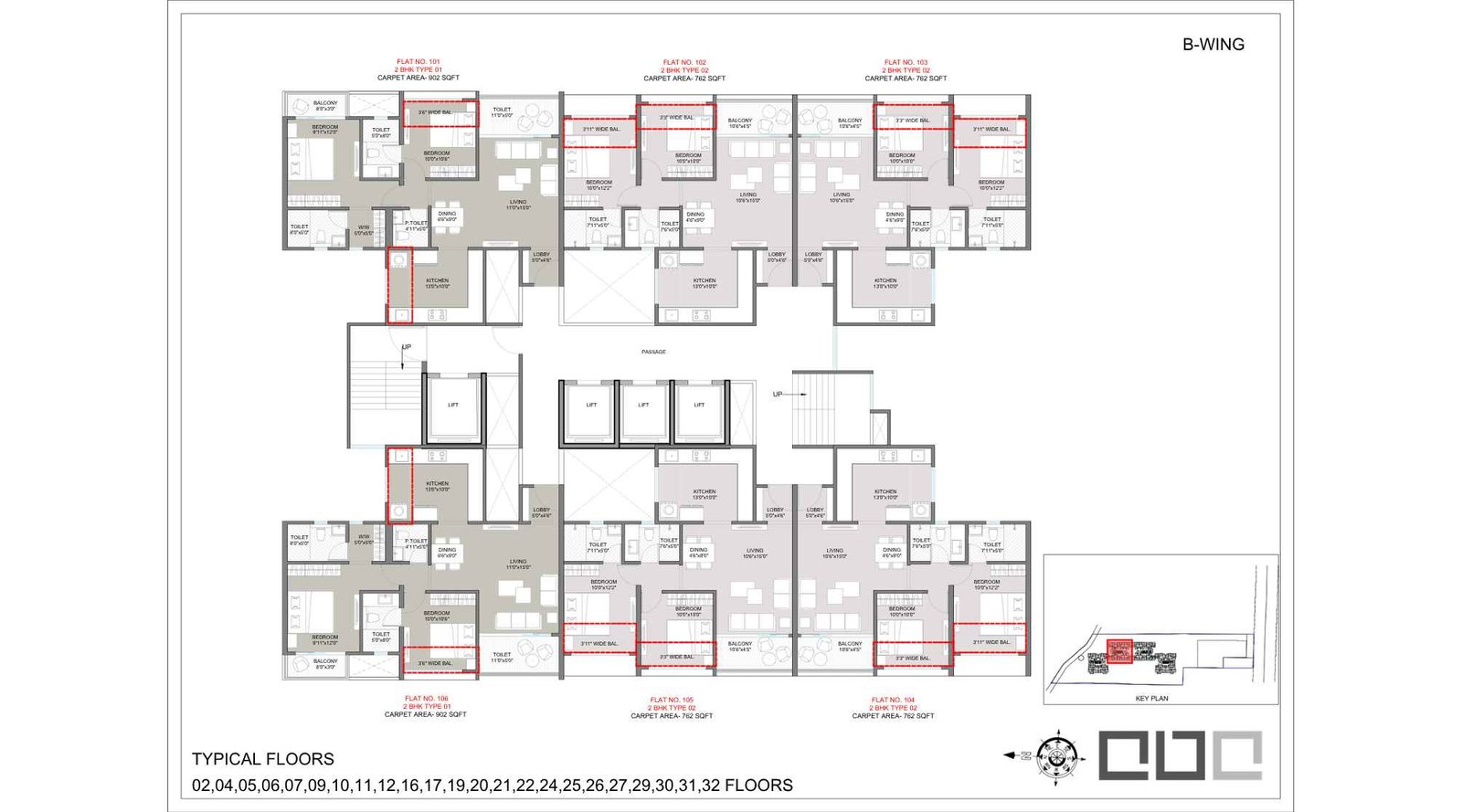 Shankeshwar-Kingsland-Ala-Carte-Homes-Floor-Plan-2nd-to-32th-B-Wing