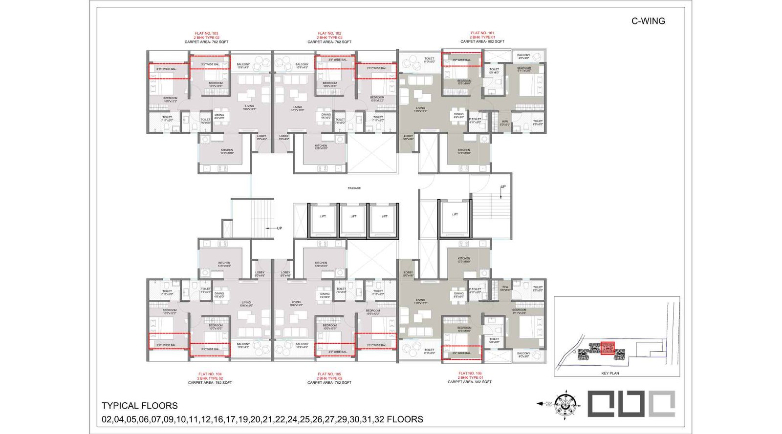 Shankeshwar-Kingsland-Ala-Carte-Homes-Floor-Plan-2nd-to-32th-C-Wing
