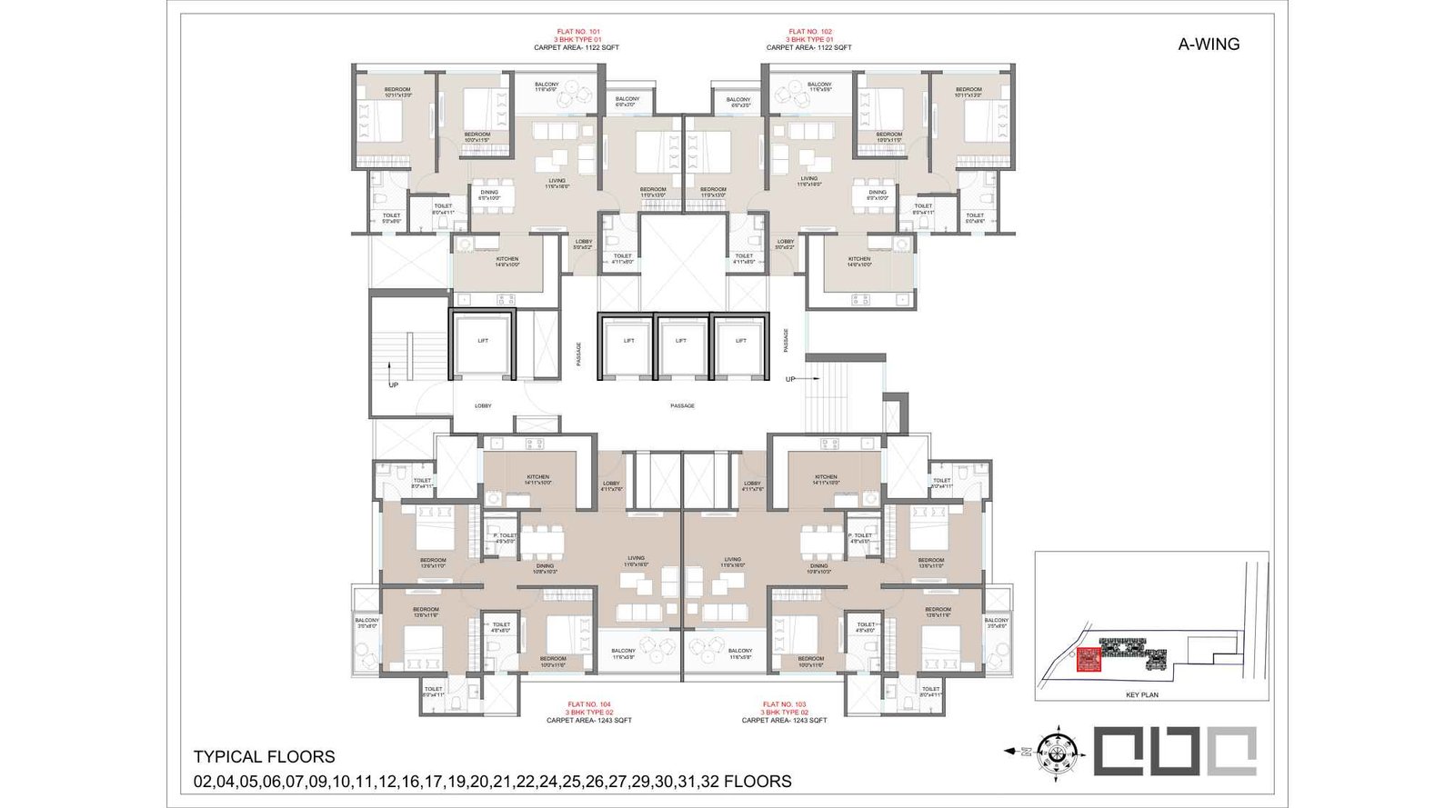 Shankeshwar-Kingsland-Ala-Carte-Homes-Typical-Floor-Plan-2-to-32-th-A-Wing
